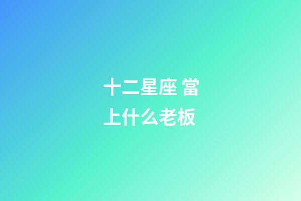 十二星座 當上什么老板-第1張-星座運勢-玄機派